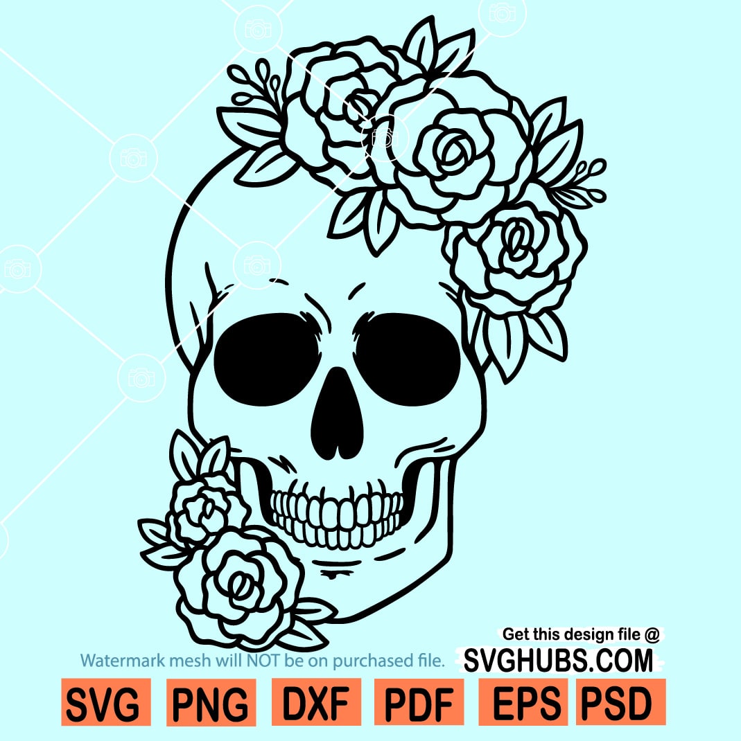 Skull Rose Svg Cutting File