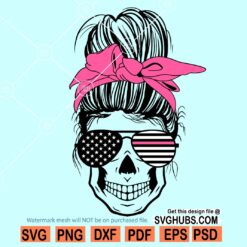 Messy Bun Cancer awareness svg
