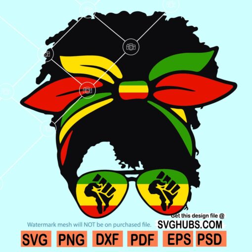 Messy Bun Juneteenth SVG