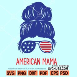 Messy bun 4th of July svg