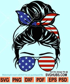 Messy bun 4th of July svg