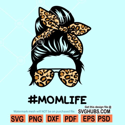 Messy bun leopard prints svg