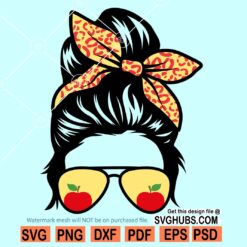 Messy bun teacher life svg