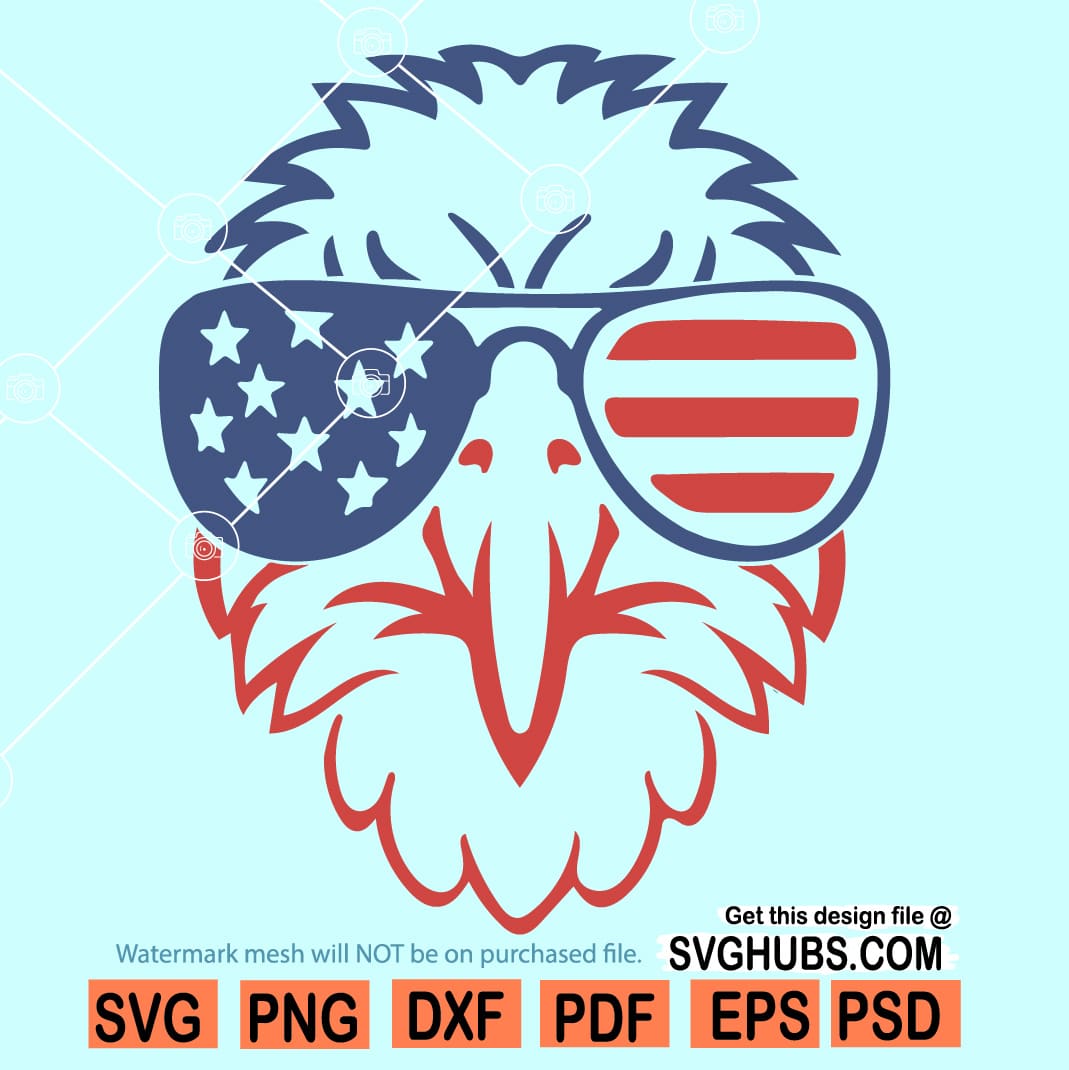 Patriotic Eagle With Sunglasses SVG American Eagle Svg 4th Of