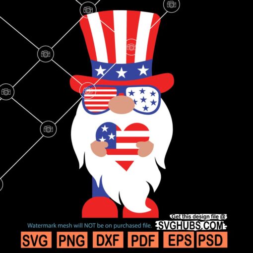 Patriotic gnome with sunglasses SVG