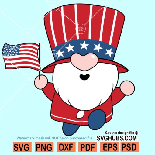 4th of July Gnomes with a flag svg