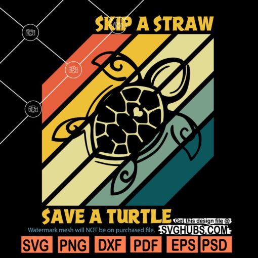 Skip a straw save a turtle svg