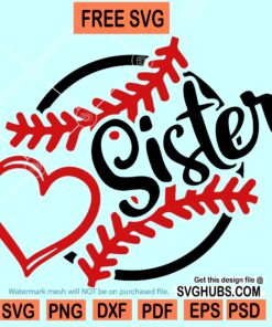 Baseball sister svg free