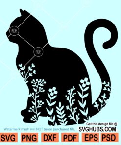 Floral cat SVG