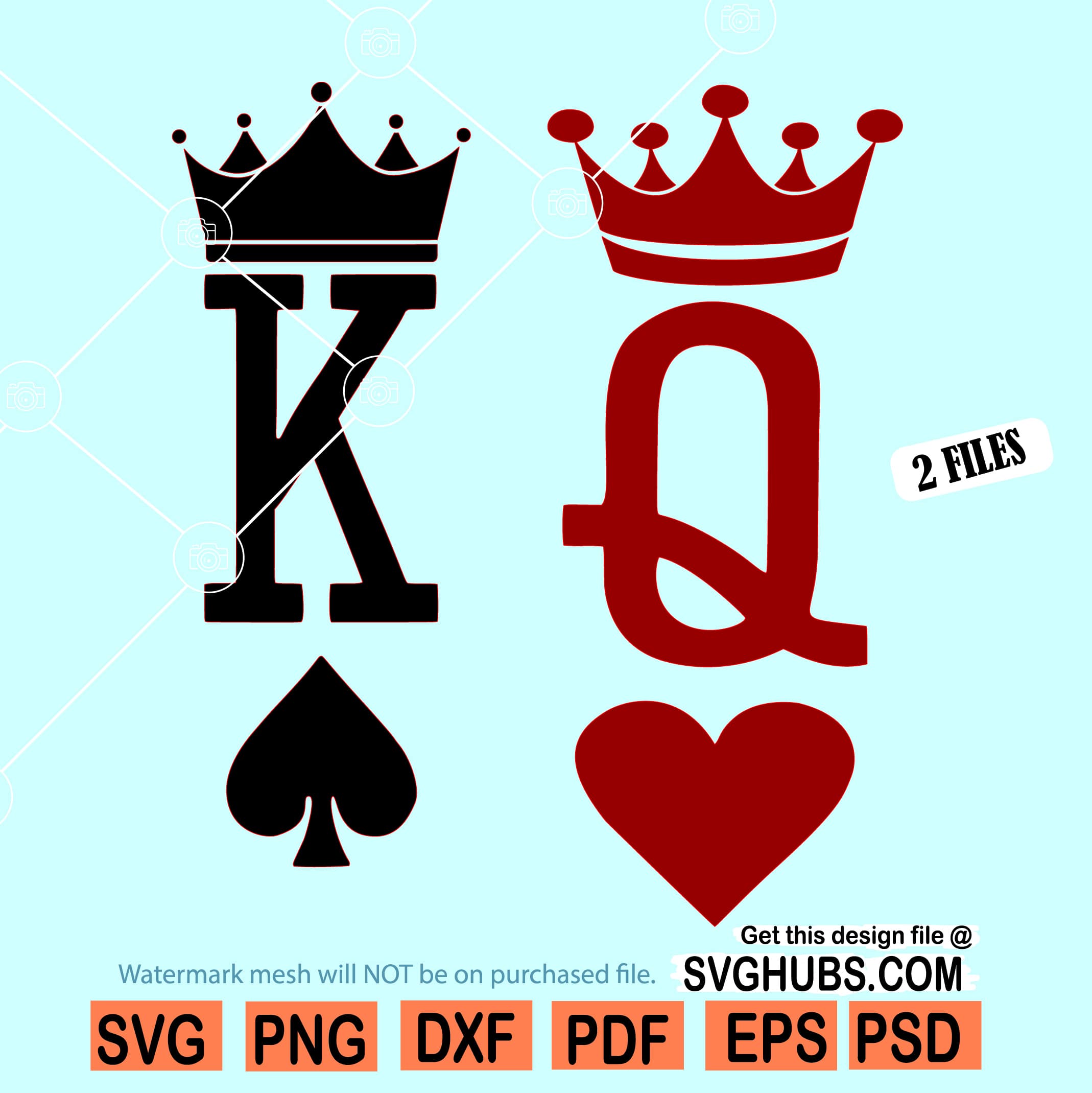 King Queen svg, King and Queen svg, King and Queen crowns, couples crowns.  Instant download svg