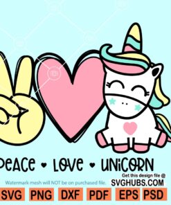 Peace Love Unicorn Svg