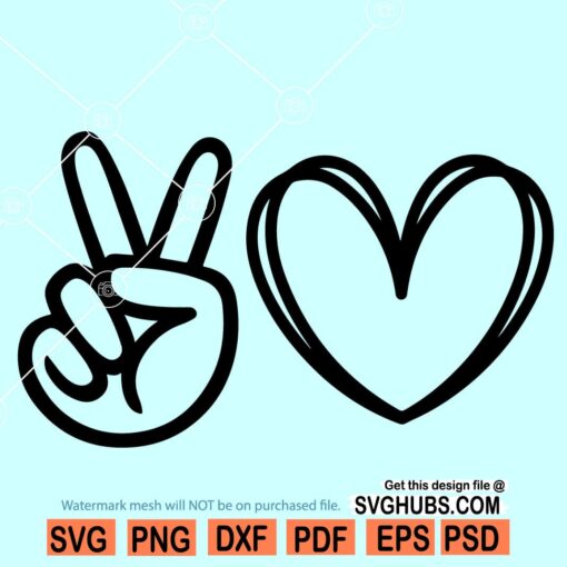 Peace and Love SVG, Peace hand svg, Hand Drawn Heart Svg - Svg Hubs