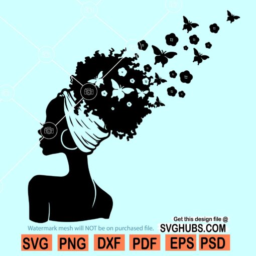 Afro Black Woman Butterfly SVG