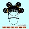 Afro puff woman with face mask SVG