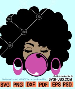 Afro woman with bubble gum SVG