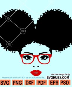 Black woman afro puffs svg