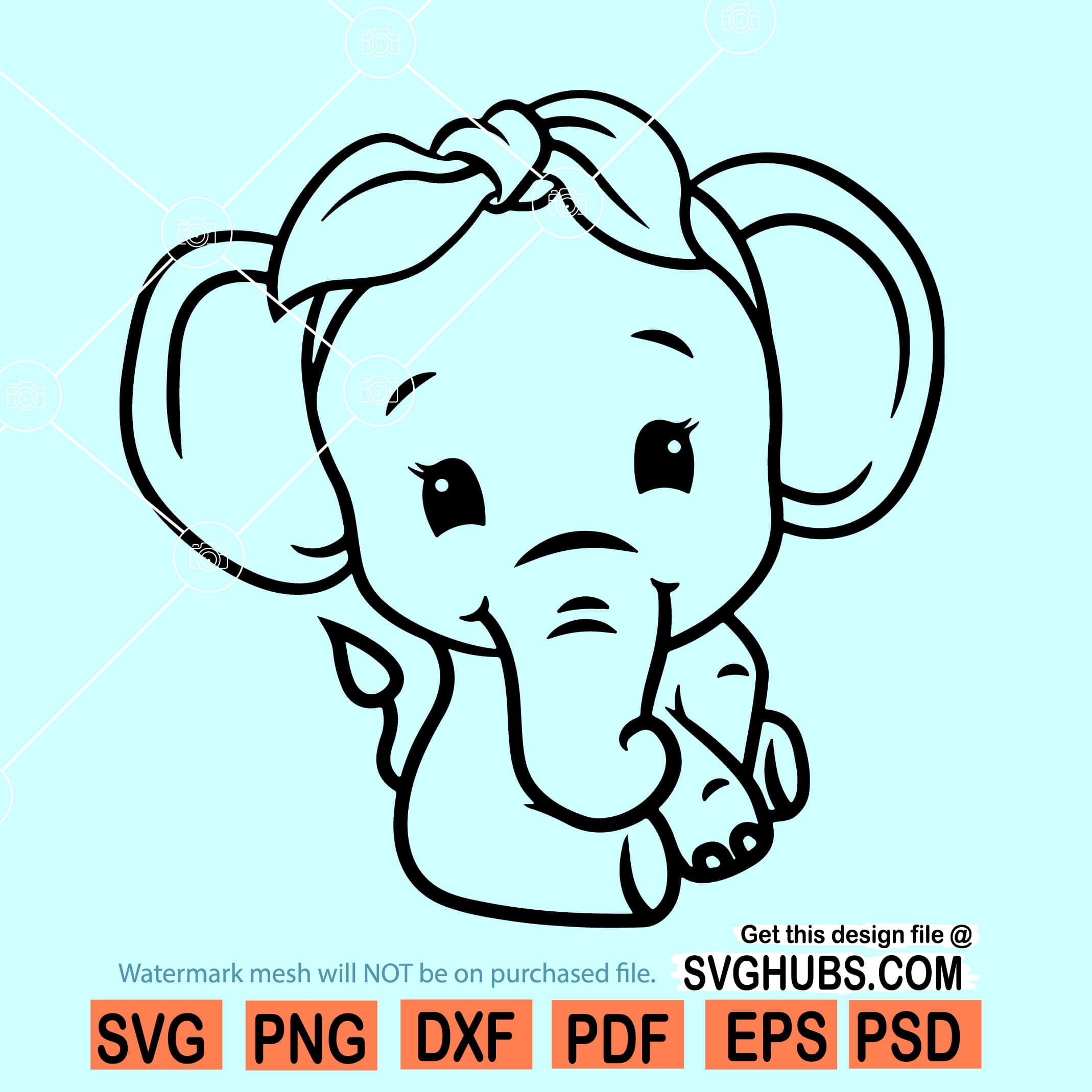 Cute Baby Elephant SVG, Baby Elephant with bandana SVG