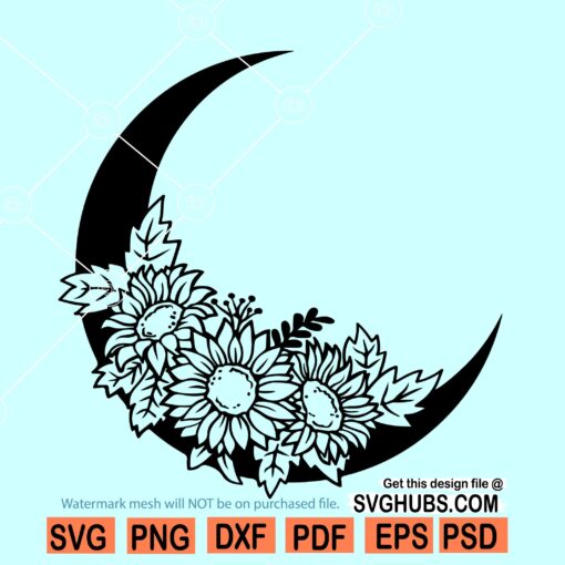 Floral moon SVG
