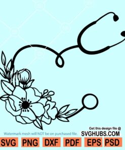 Floral stethoscope SVG