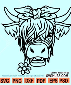 Highland Cow with Bandana SVG