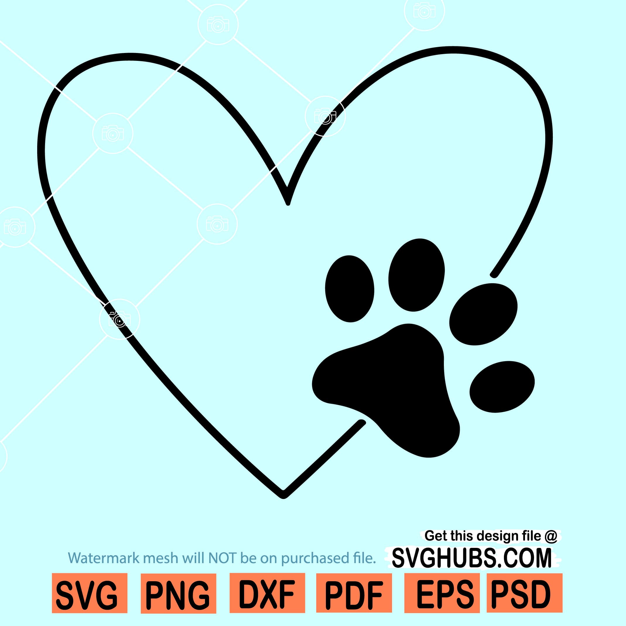 Love with Pawprint svg, Paw print love svg, Dog Mom svg