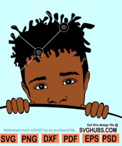 Peeking Boy with Afro Hair SVG