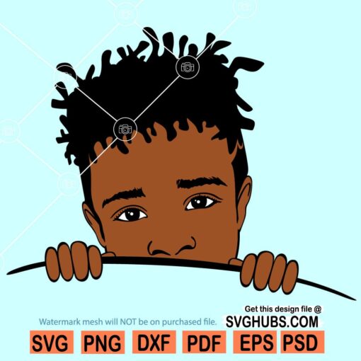 Peeking Boy with Afro Hair SVG