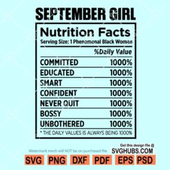September Girl Nutrition Facts SVG