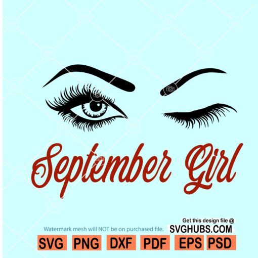 September girl winking SVG