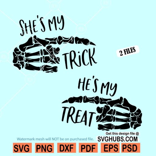 She is my trick He is my treat svg
