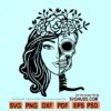 Skull half woman SVG