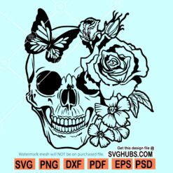 Skull with roses SVG