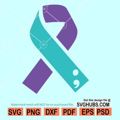 Suicide Prevention Awareness SVG, Suicide Prevention ribbon SVG, Semi colon svg, SVG, Purple ribbon SVG