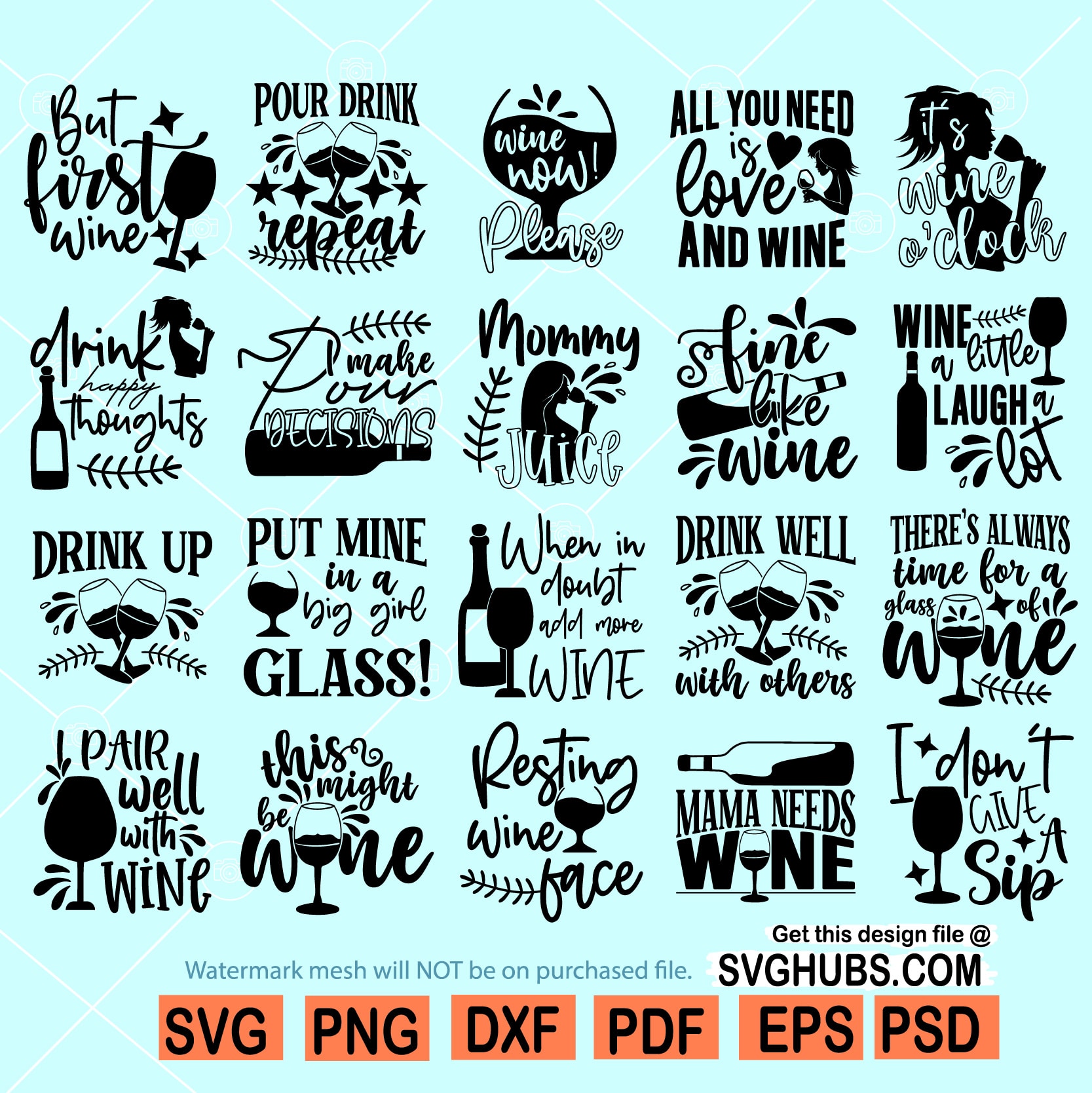 Large Wine Svg Bundle Wine Glass Svg Bundle Svg Wine Bundle Etsy | My ...