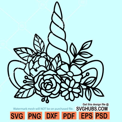 unicorn with flowers SVG