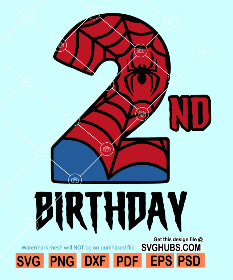 2nd Birthday spiderman svg, 2nd spiderman birthday svg, spiderman