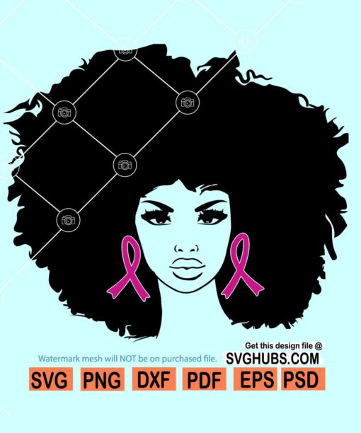 Afro woman cancer ribbon SVG