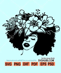 Afro woman with flowers svg