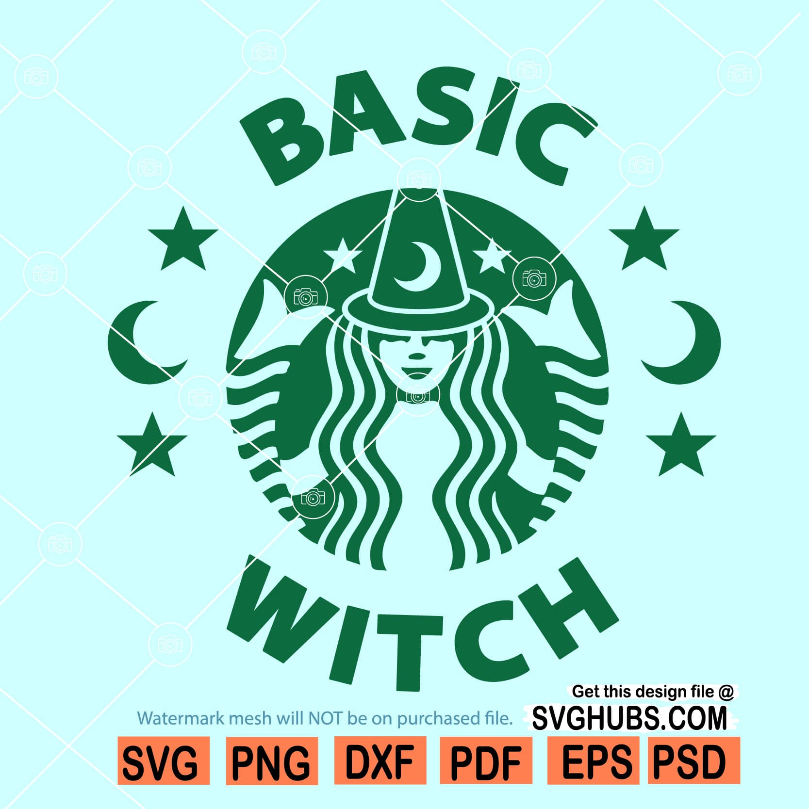Basic Witch Logo Svg, Basic Witch Svg, Hocus Pocus Goth Svg, Coffee Svg