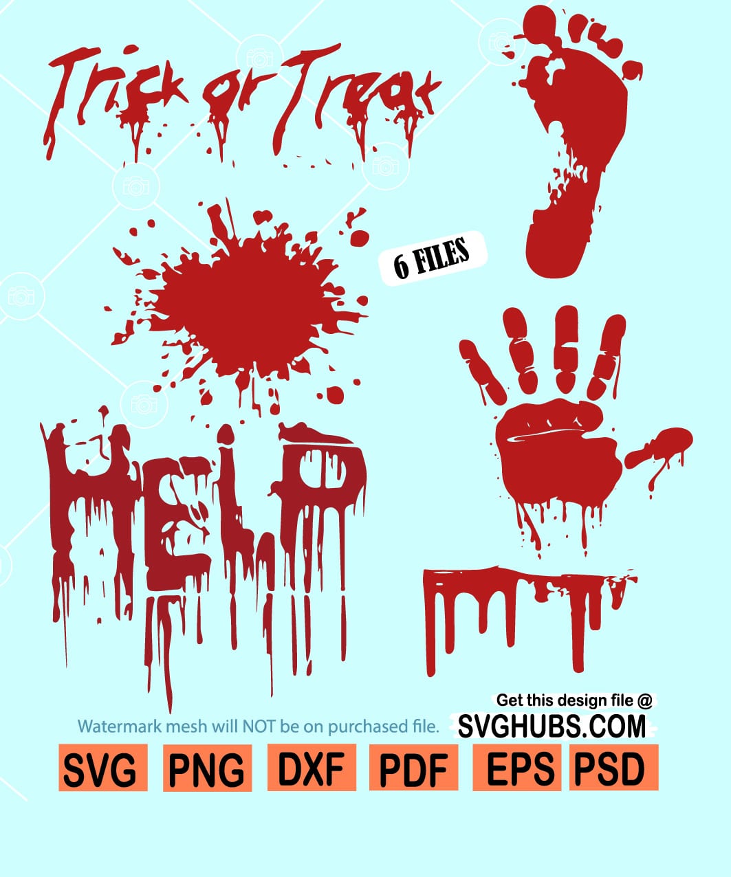 Blood Splatter Halloween SVG bundle, Blood sputter bundle, Bloody Hand