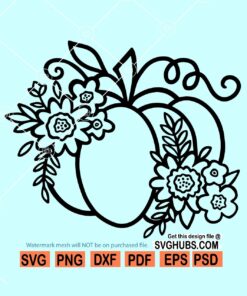 Floral Pumpkin Svg, Flower Pumpkin Svg, Pumpkin flower Svg, Pumpkin svg file, Thanksgiving pumpkin svg, Autumn svg