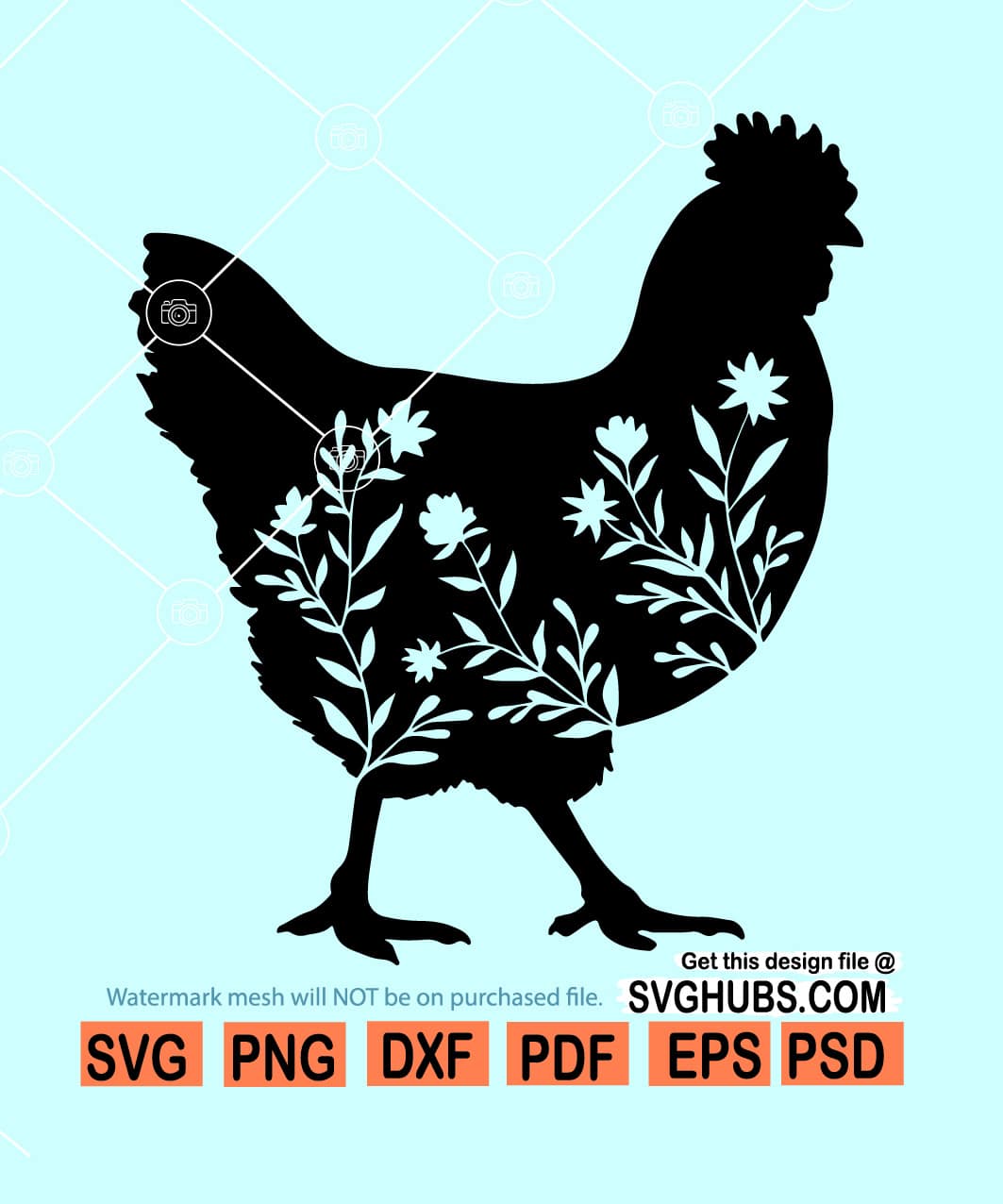 Home & Living Chicken with Dandelion Flowers Svg Chicken Download svg
