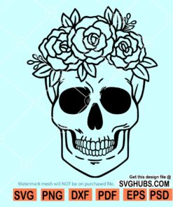 Floral skull SVG, flower skull SVG, skull with flowers svg, Skull SVG file