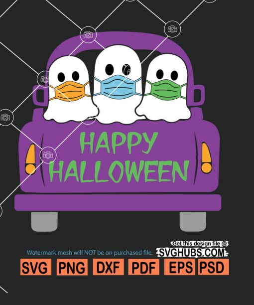 Halloween Truck with ghost Svg, Halloween truck svg, Halloween ghosts svg, Halloween svg files for cricut