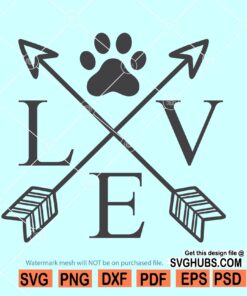 Love with Paw Svg