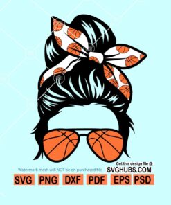 Messy bun basketball mom SVG