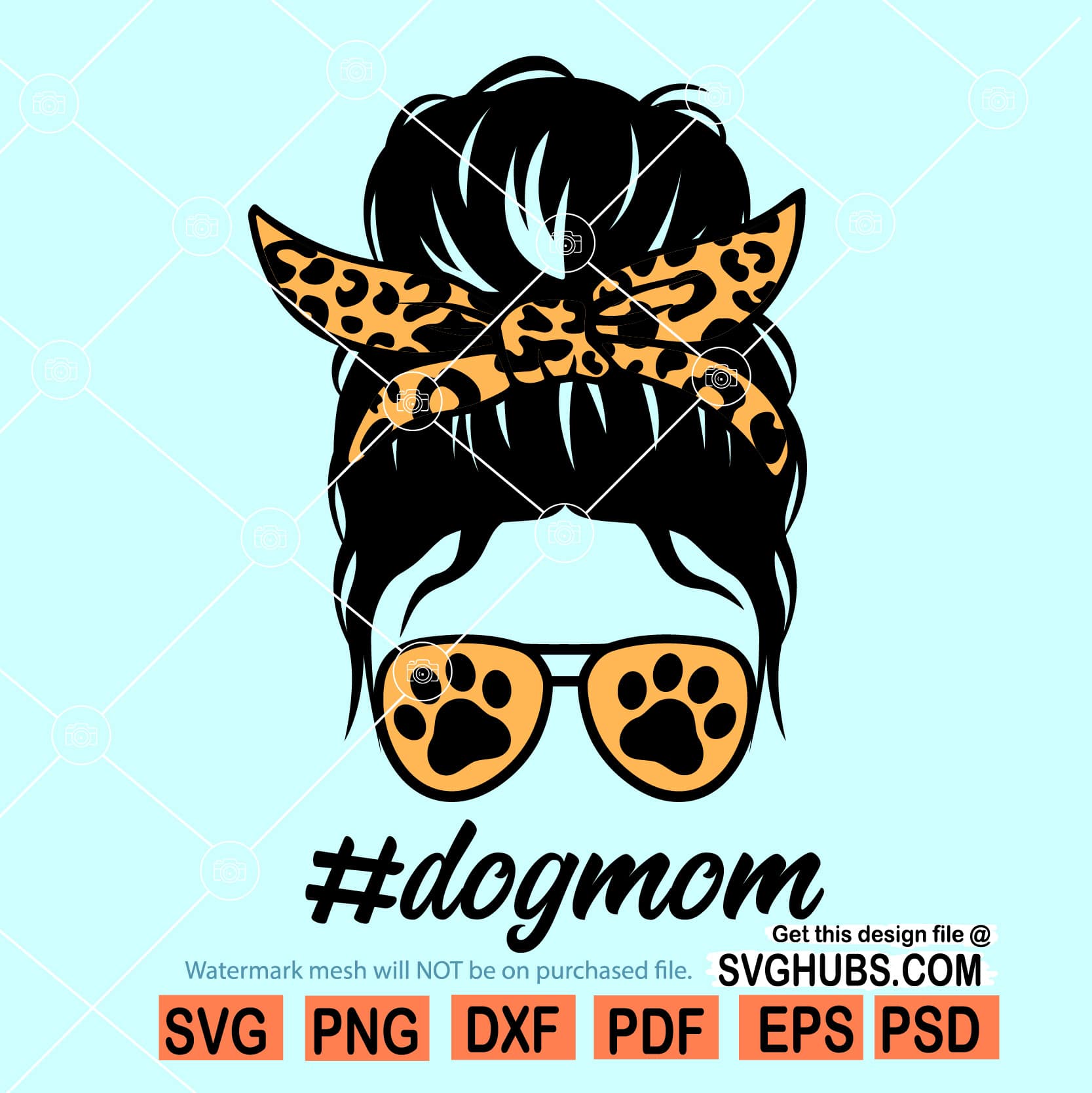 Messy bun dog mom svg, dog mog svg, dog lover svg, paw print svg, dog