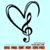 Music heart SVG, music svg file, heart and music svg, music lover svg, love for music svg