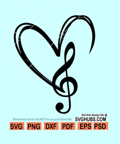 Music heart SVG, music svg file, heart and music svg, music lover svg, love for music svg