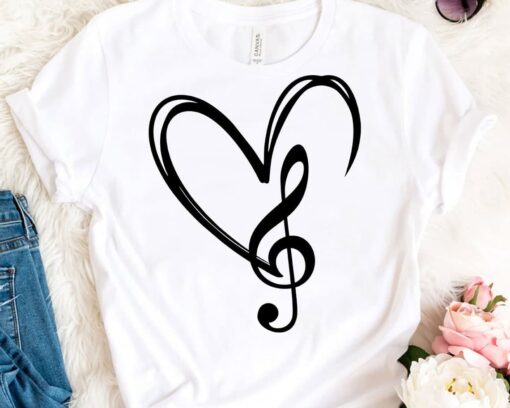 Music heart SVG, music svg file, heart and music svg, music lover svg, love for music svg